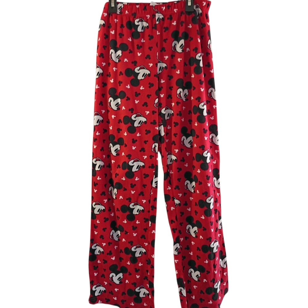 Disney Mickey Mouse Fleece Sleepware Lounge Cozy Pajama Pants Red Women's M 8/10